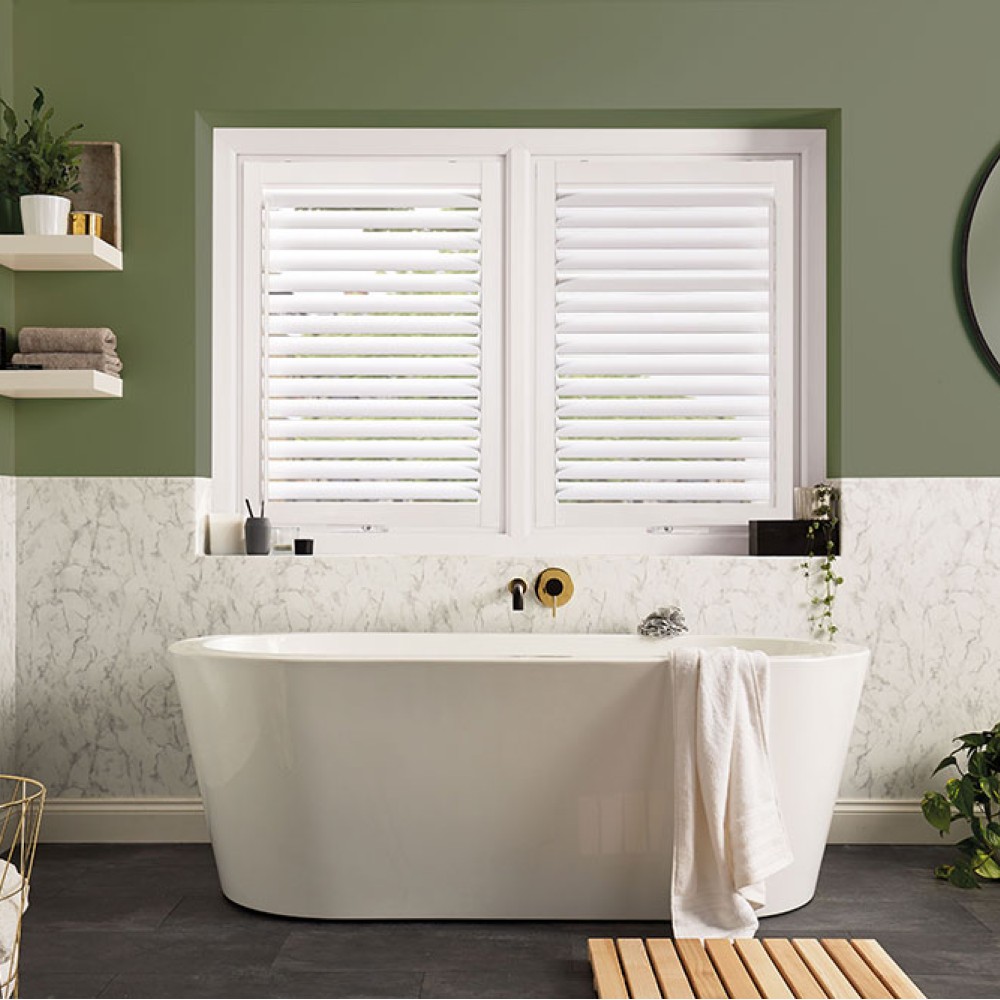 Perfect Fit Shutters Lite Blind Cotton White Bath Open
